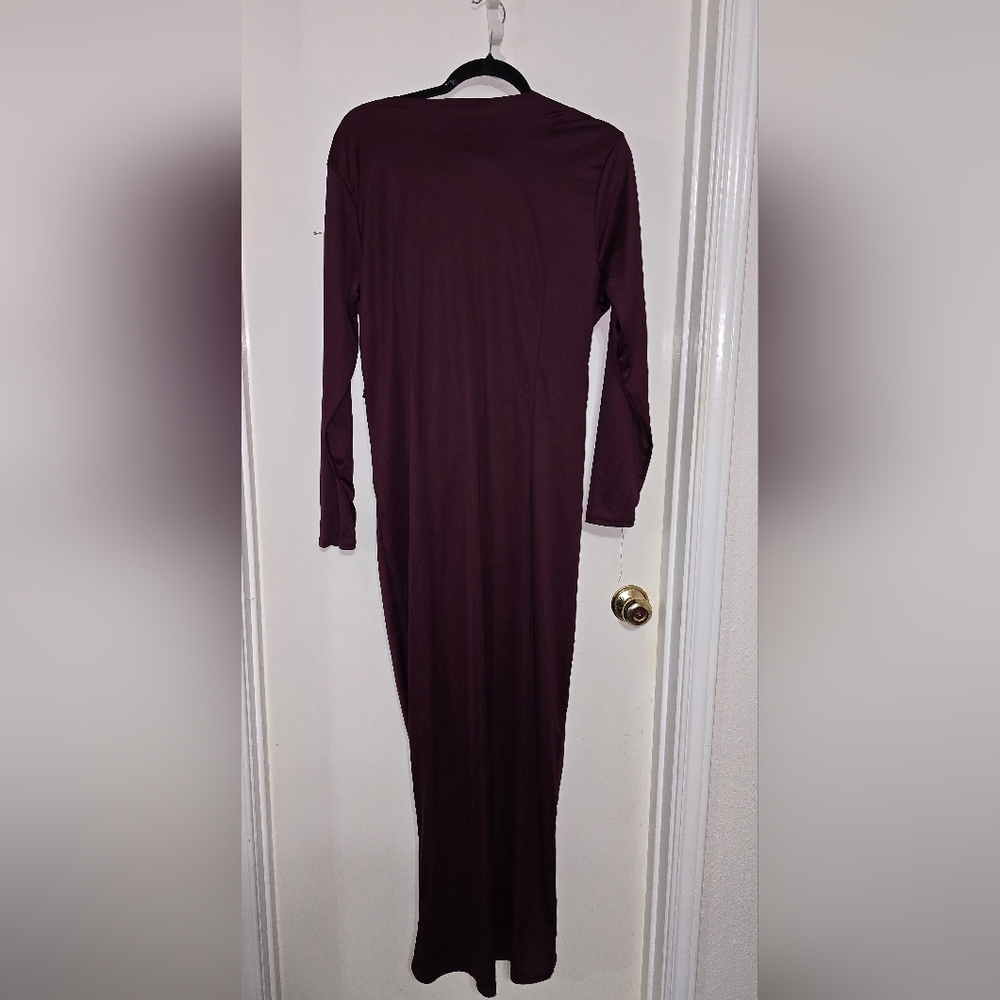 #6090 Elegant Long Sleeve Purple Dress - Picture 3 of 6